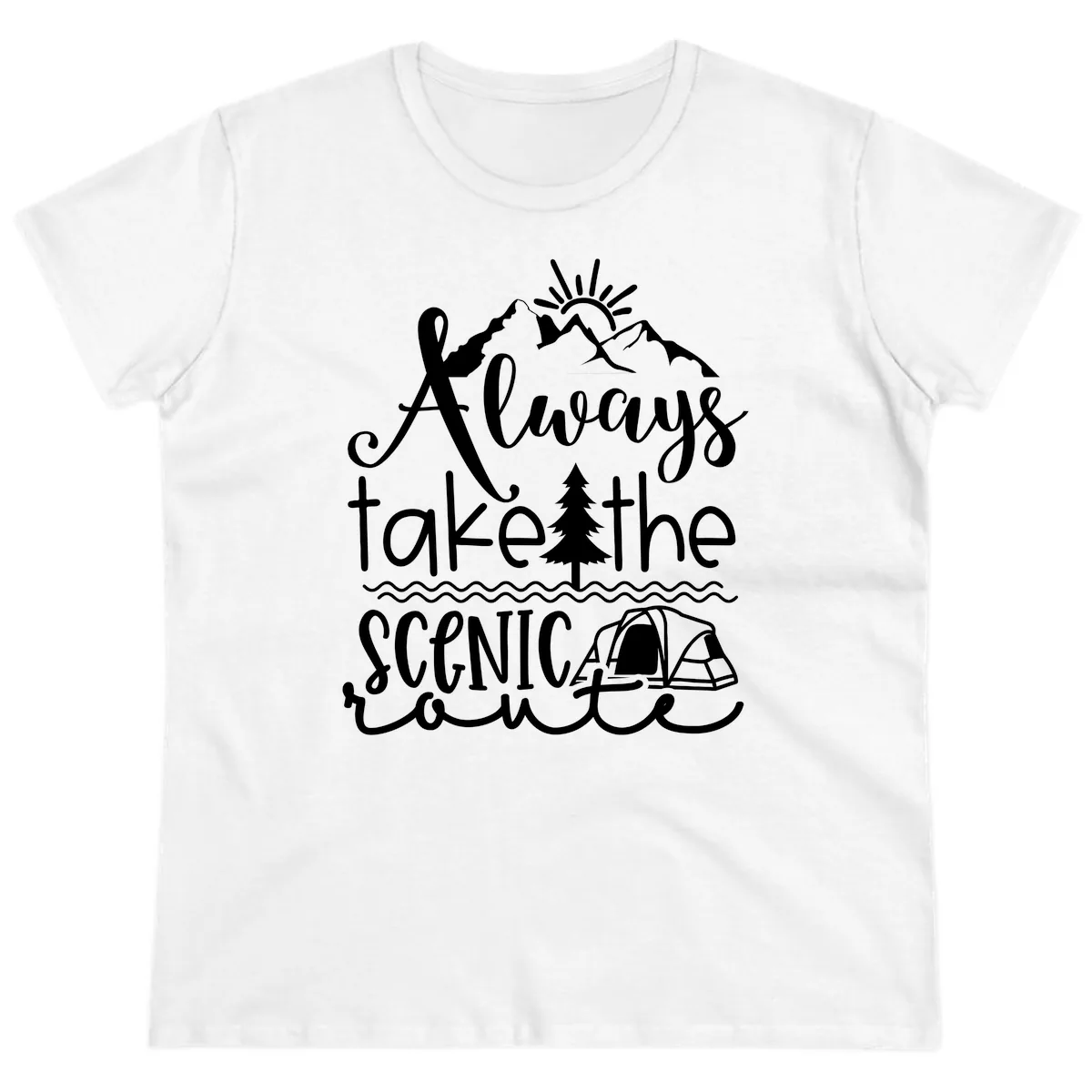 Always Take The Scenic Route Ladies Tee in White