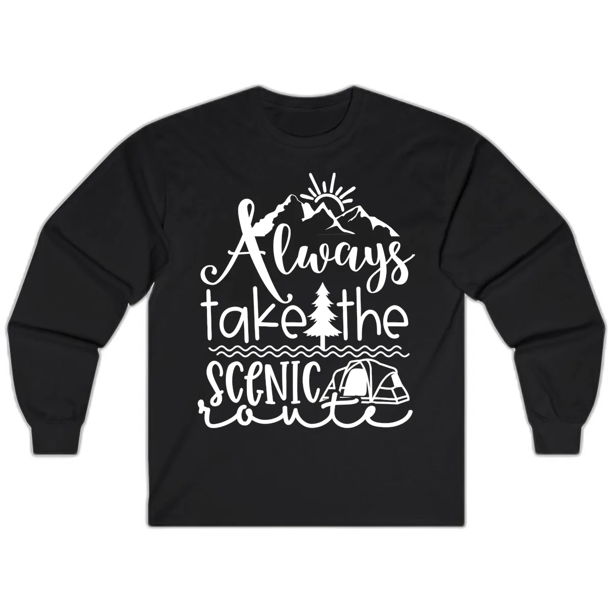 Always Take The Scenic Route Long Sleeve in Black