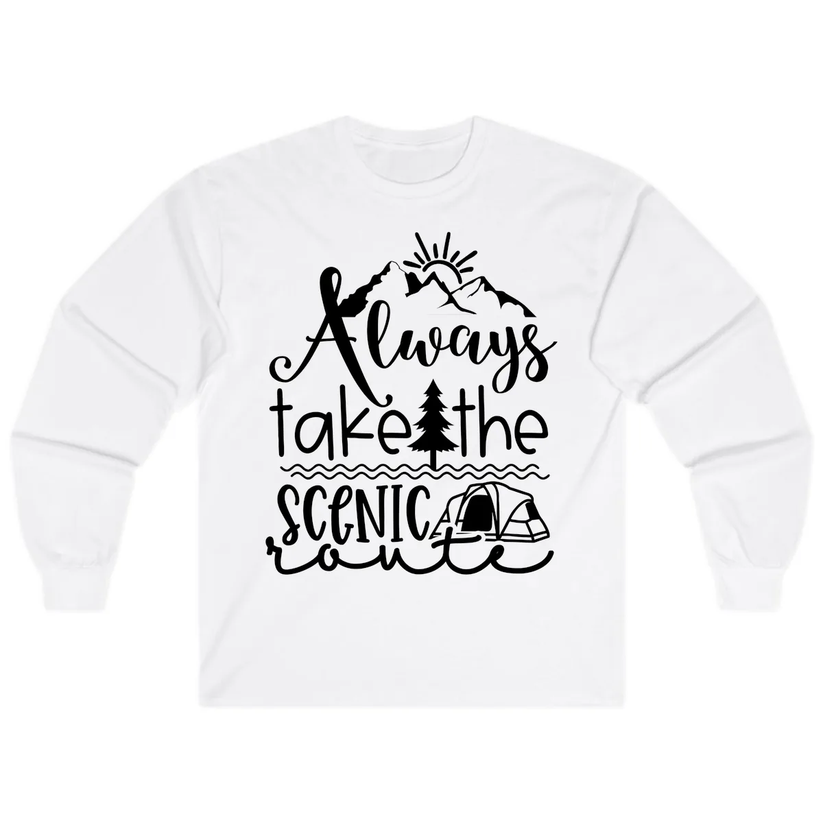 Always Take The Scenic Route Long Sleeve in White