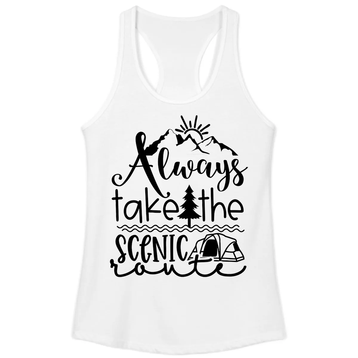 Always Take The Scenic Route Ladies Tank in White