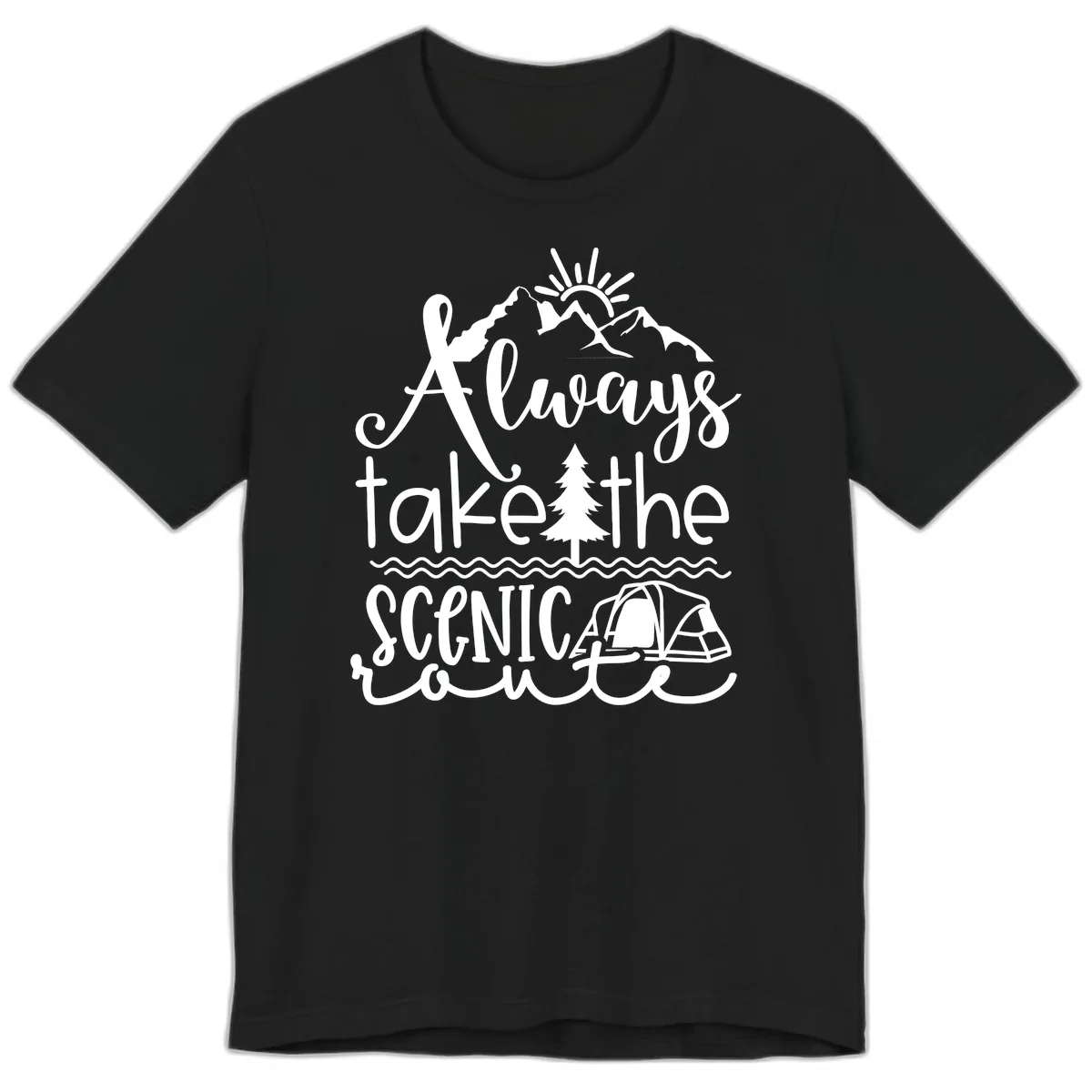 Always Take The Scenic Route Premium T-Shirt in Black