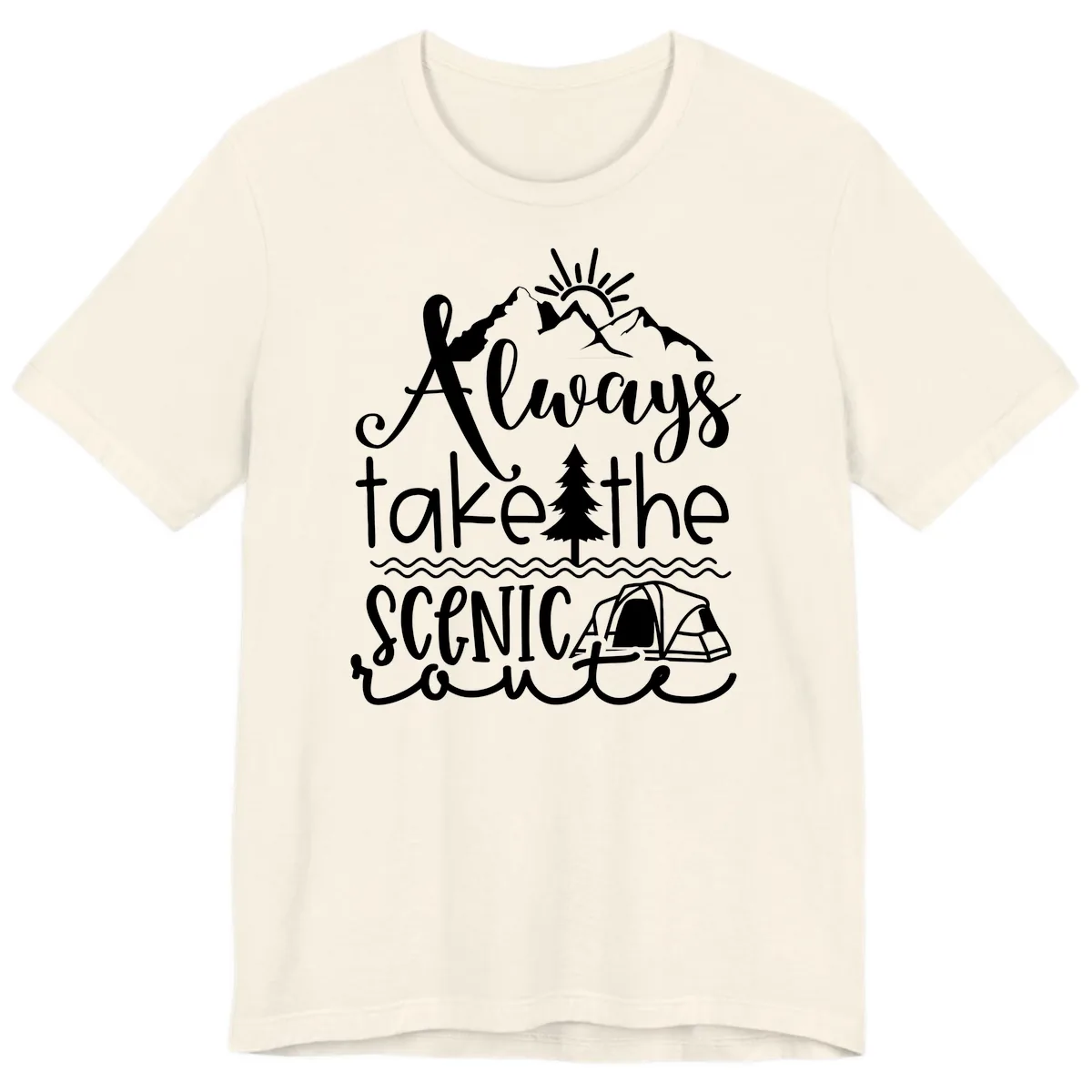 Always Take The Scenic Route Premium T-Shirt in Natural