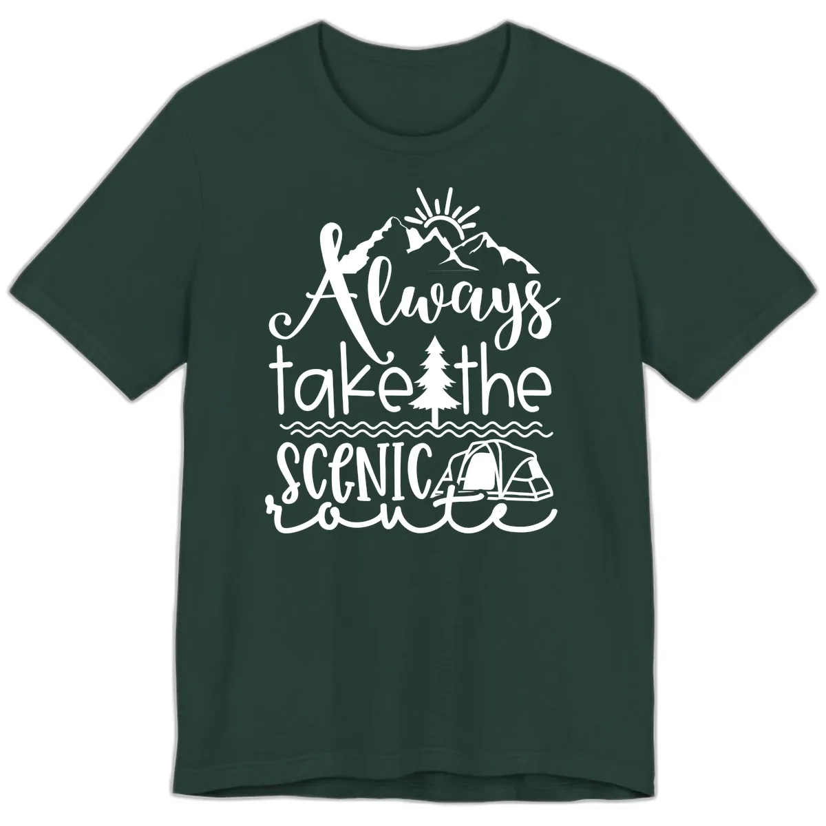 Always Take The Scenic Route Premium T-Shirt in Forest