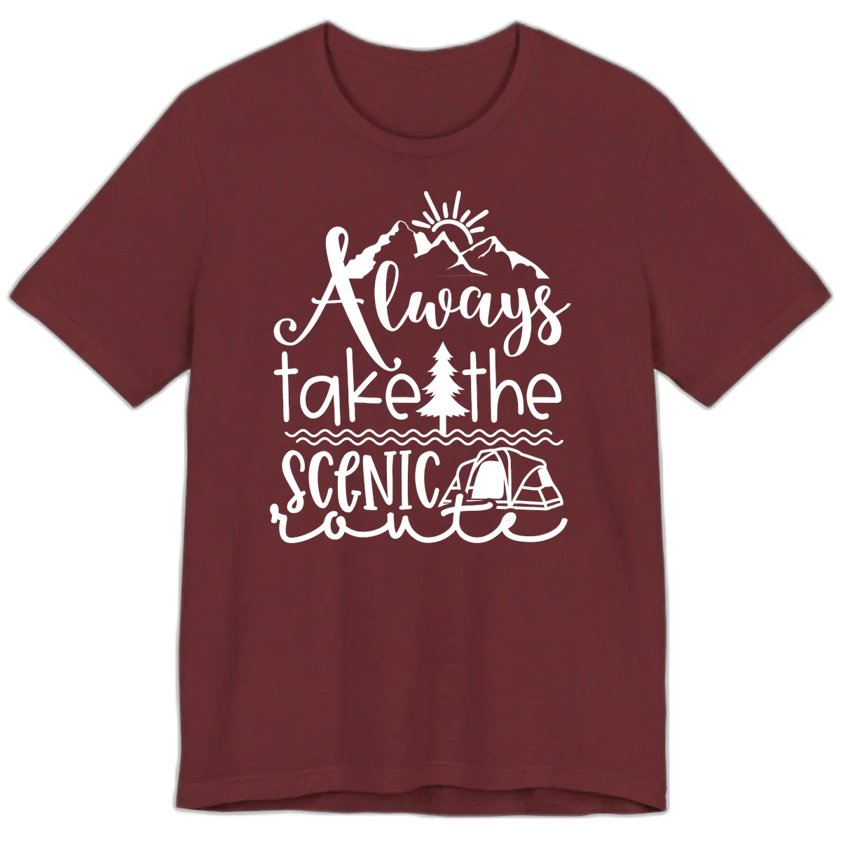 Always Take The Scenic Route Premium T-Shirt in Heather Cardinal