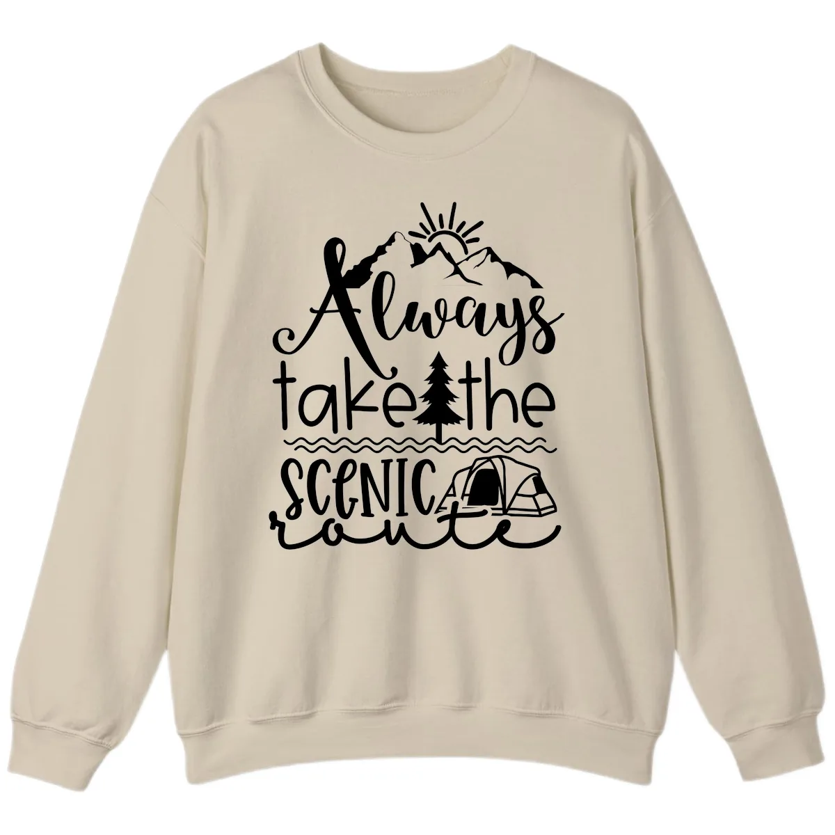 Always Take The Scenic Route Sweatshirt in Sand