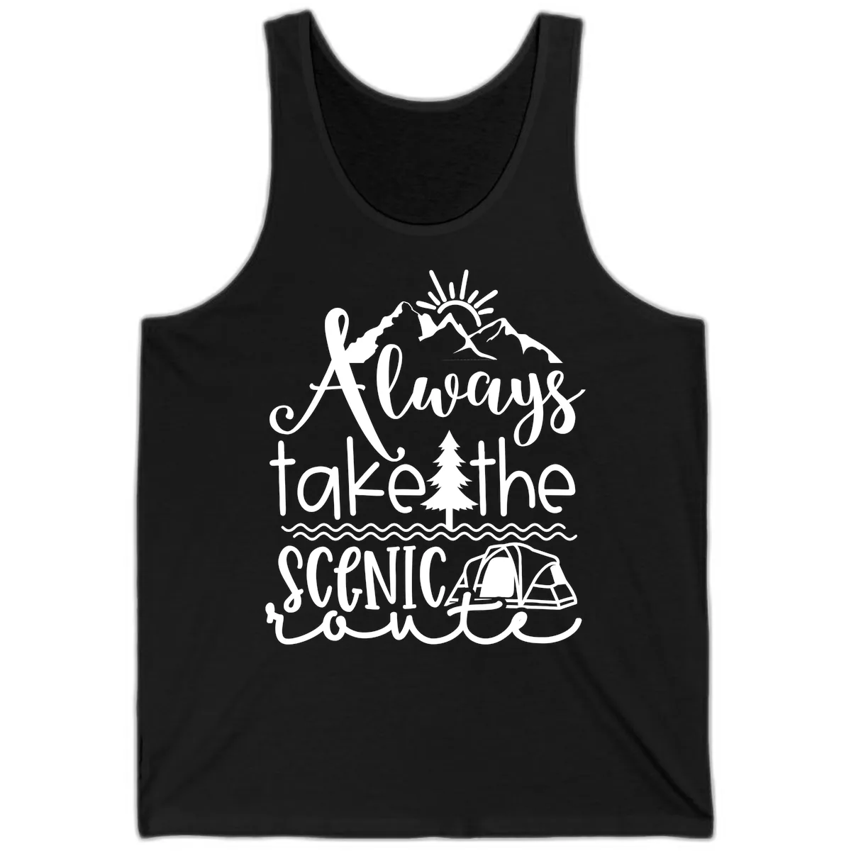 Always Take The Scenic Route Tank in Black