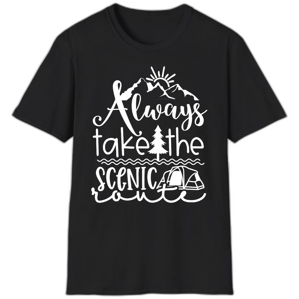 Always Take The Scenic Route T-Shirt in Black