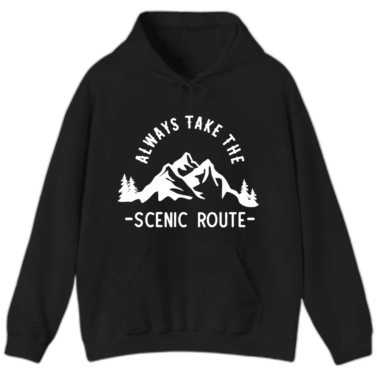 Always Take The Scenic Route Hoodie in Black