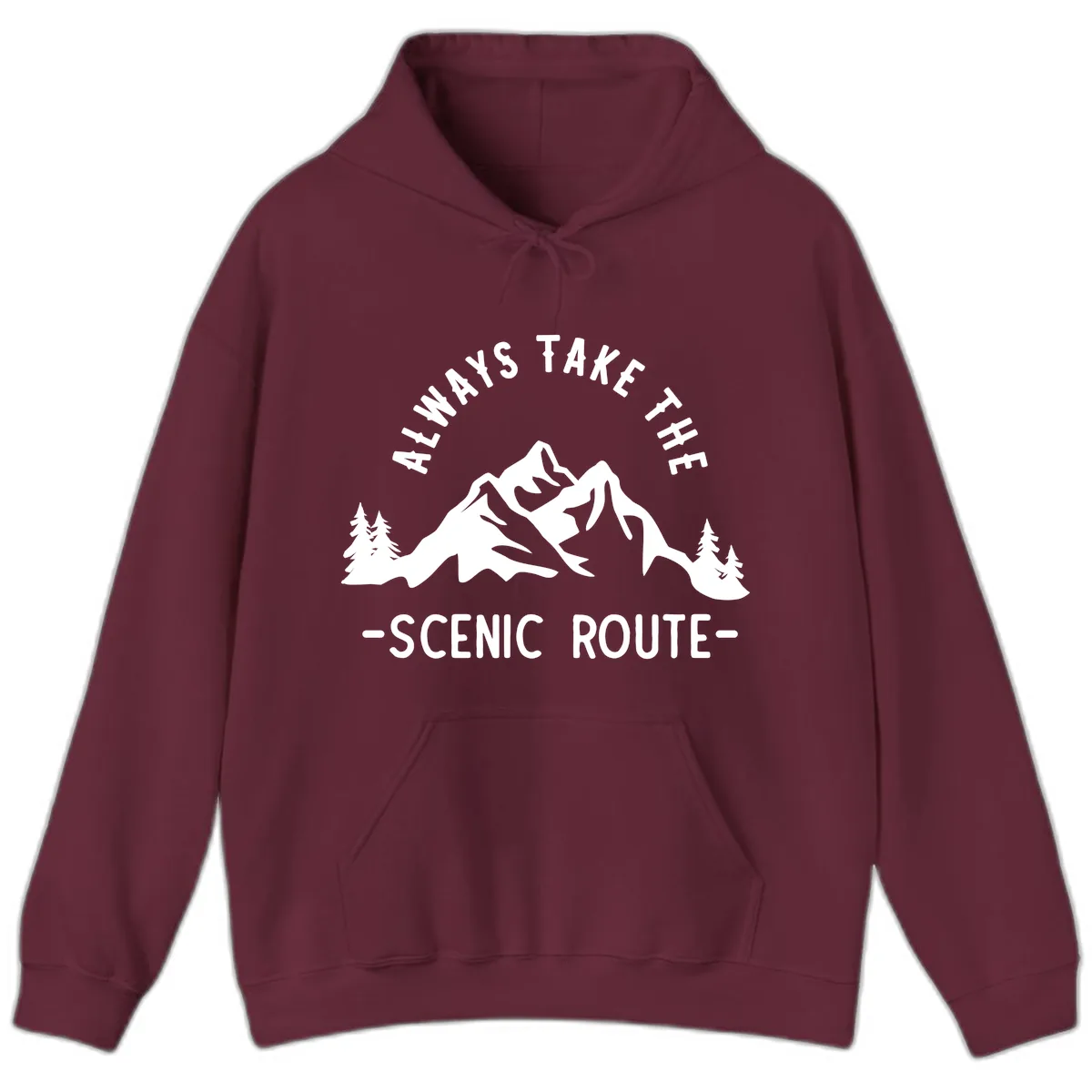 Always Take The Scenic Route Hoodie in Maroon