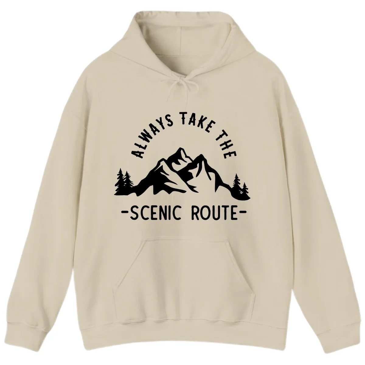 Always Take The Scenic Route Hoodie in Sand