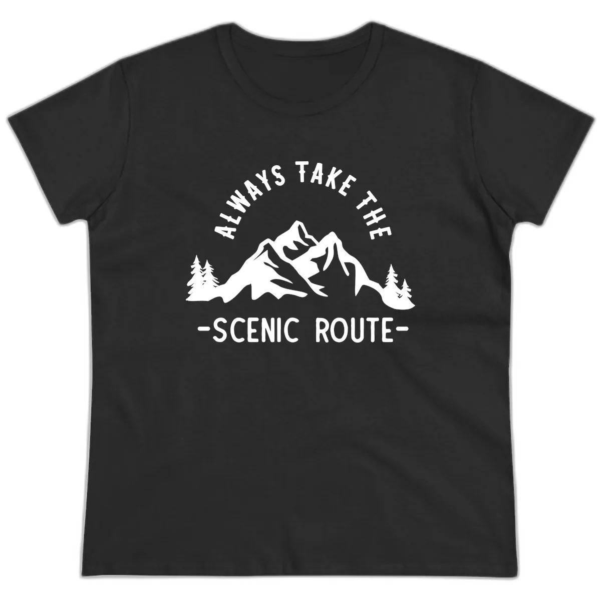Always Take The Scenic Route Ladies Tee in Black