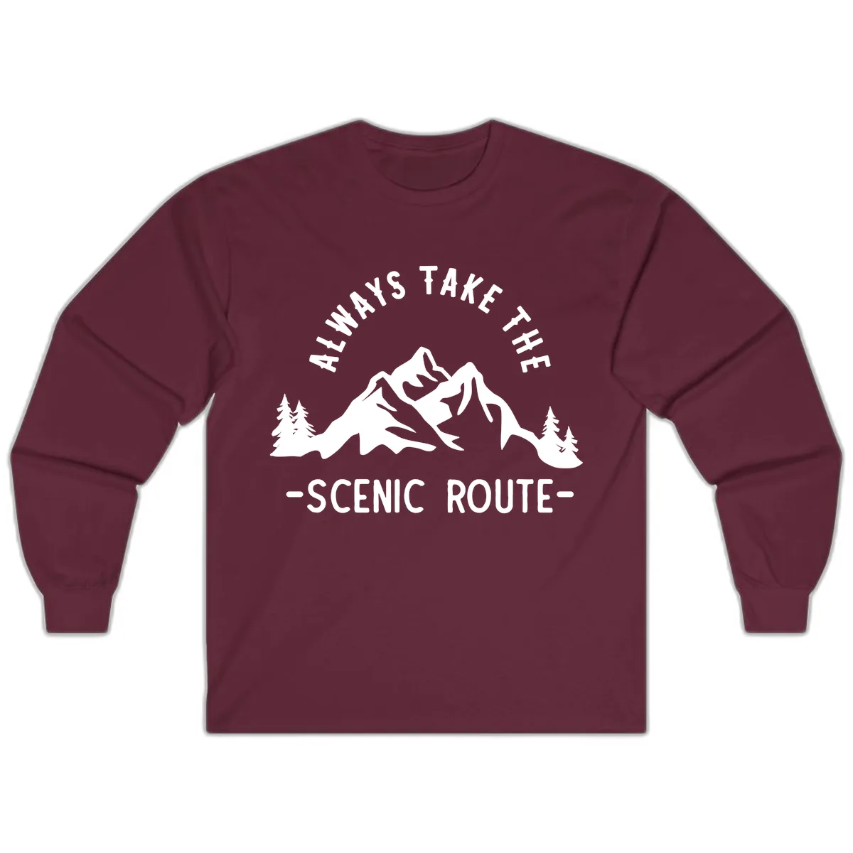 Always Take The Scenic Route Long Sleeve in Maroon