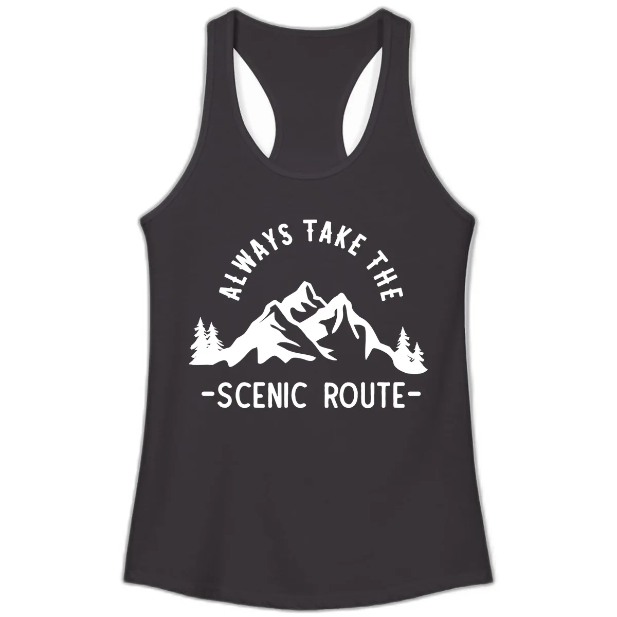 Always Take The Scenic Route Ladies Tank in Black