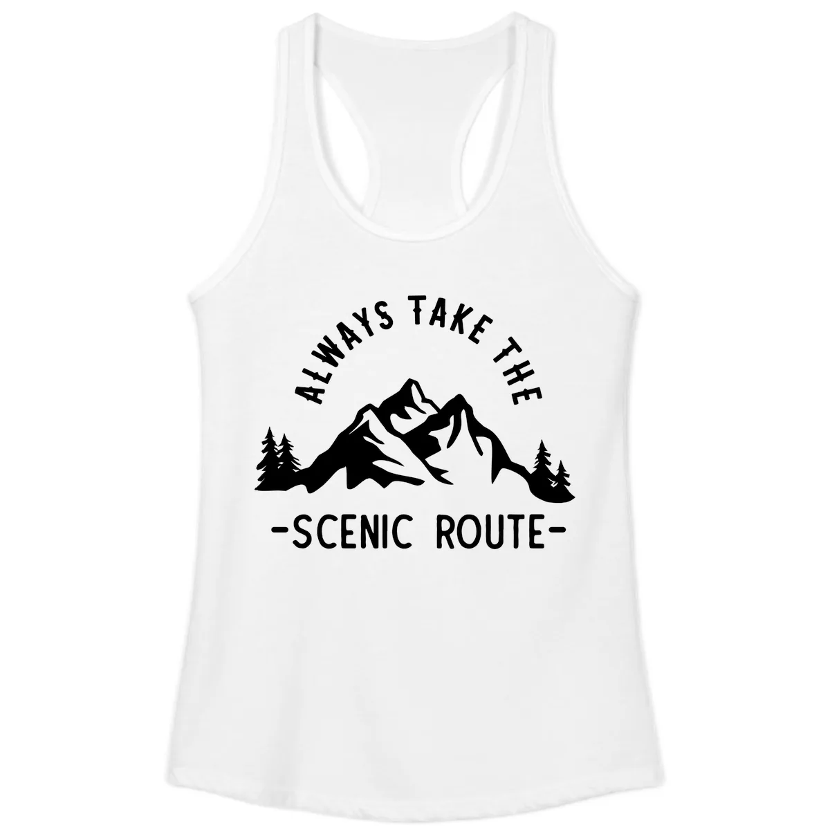 Always Take The Scenic Route Ladies Tank in White