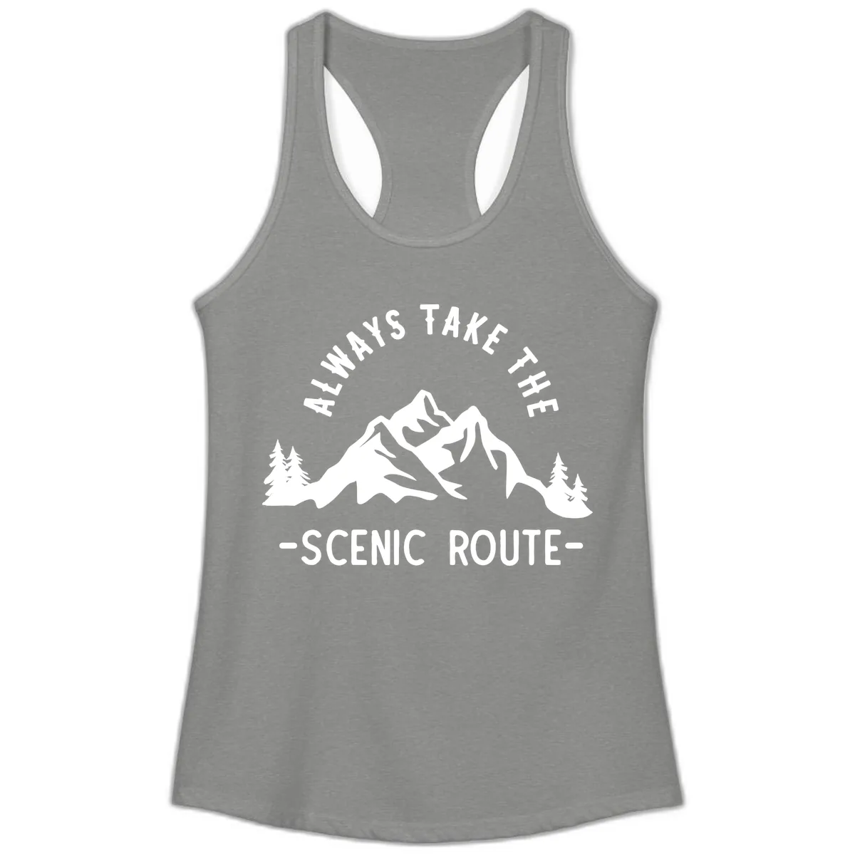 Always Take The Scenic Route Ladies Tank in Heather Grey