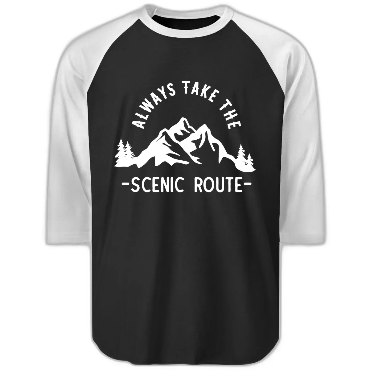 Always Take The Scenic Route Raglan 3/4 in Black White
