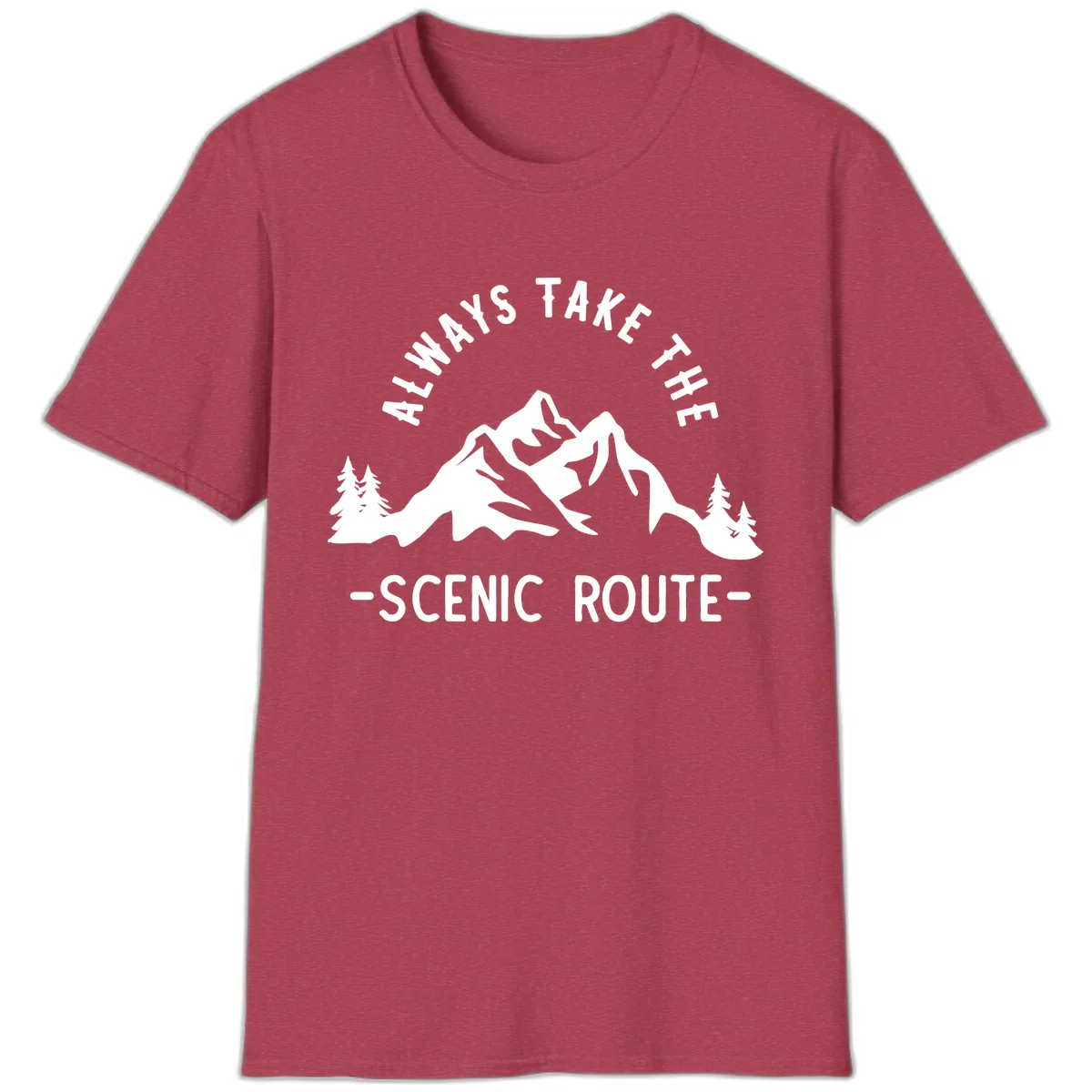 Always Take The Scenic Route T-Shirt in Heather Cardinal