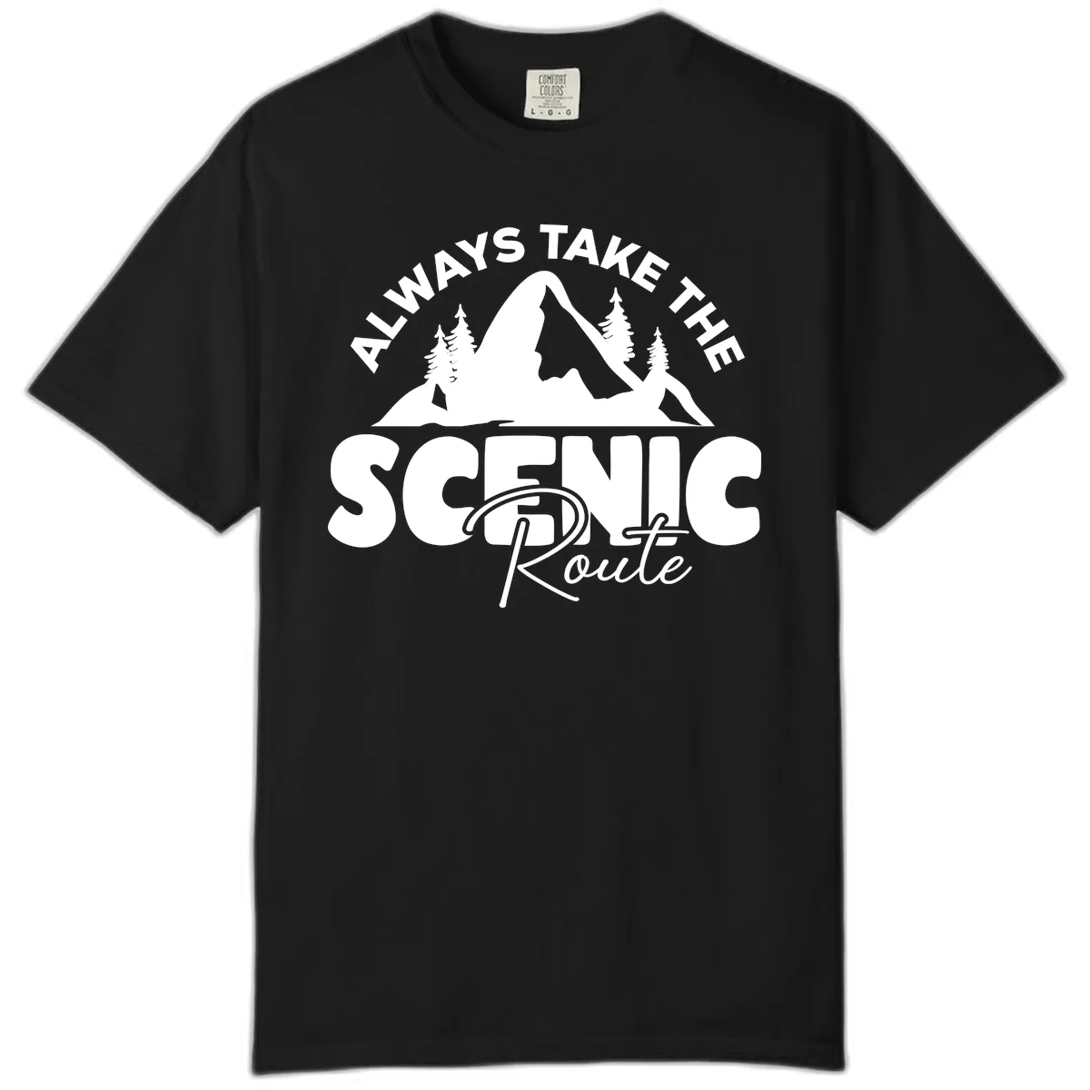 All Ways Take The Scenic Route Comfort Color in Black