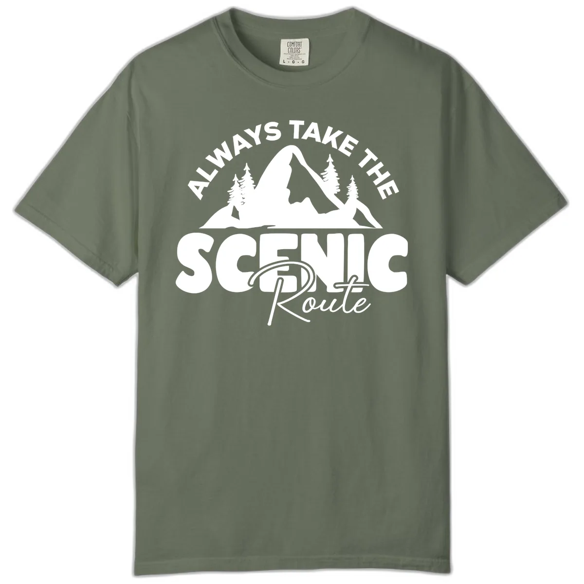 All Ways Take The Scenic Route Comfort Color in Moss