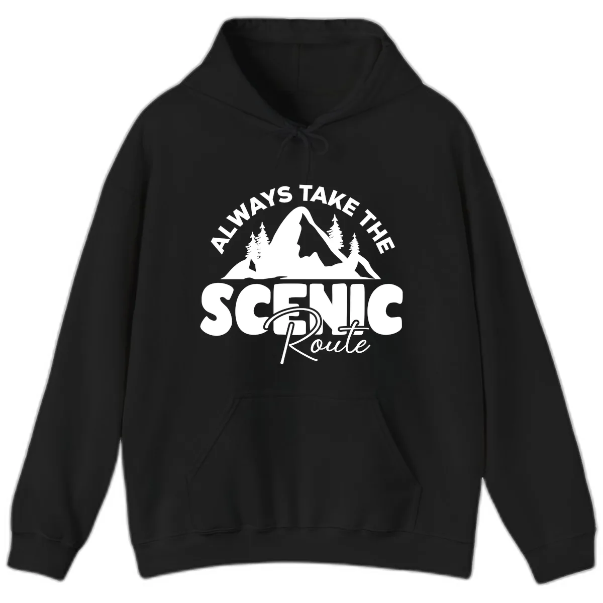 All Ways Take The Scenic Route Hoodie in Black