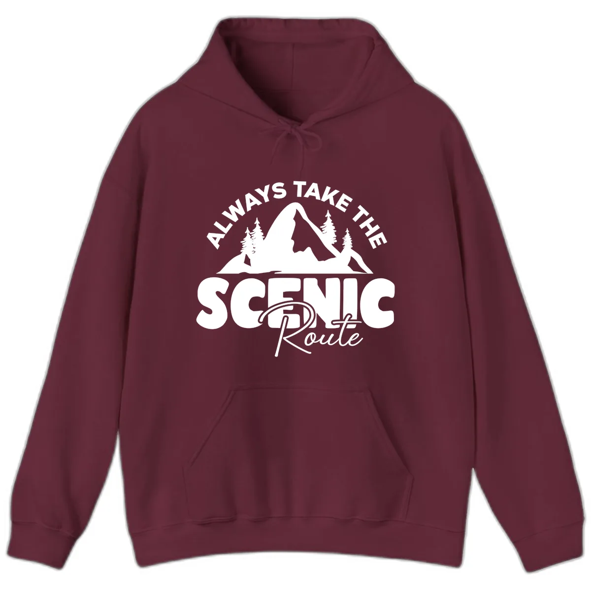 All Ways Take The Scenic Route Hoodie in Maroon