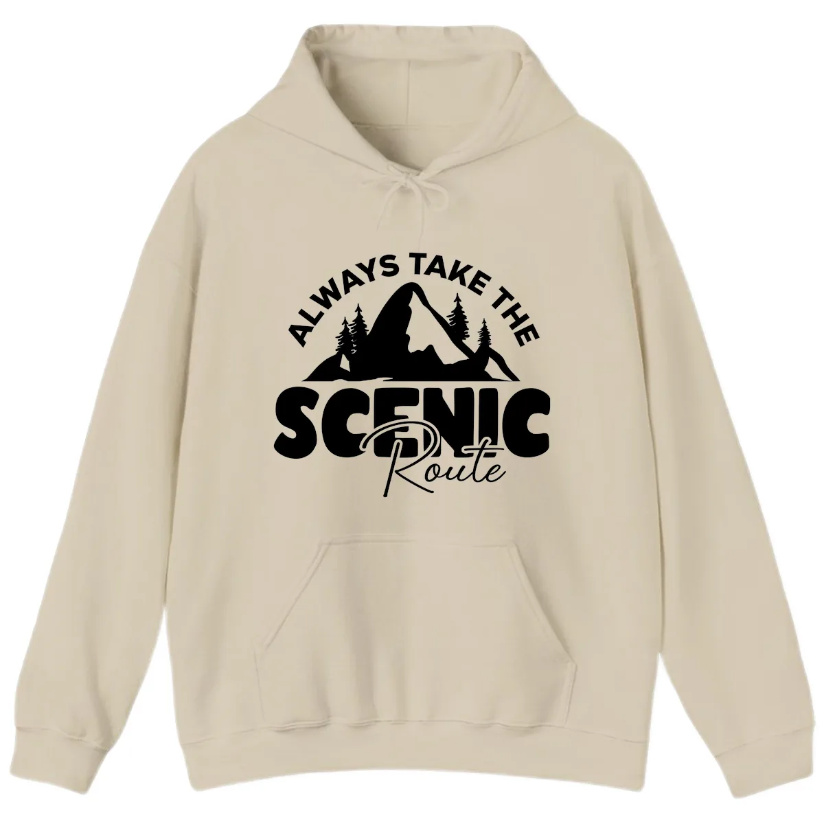 All Ways Take The Scenic Route Hoodie in Sand