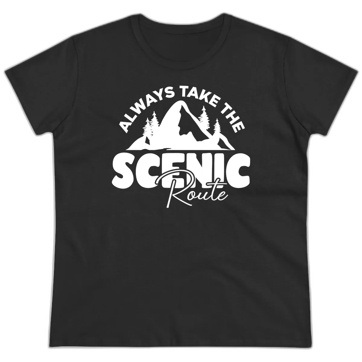 All Ways Take The Scenic Route Ladies Tee in Black