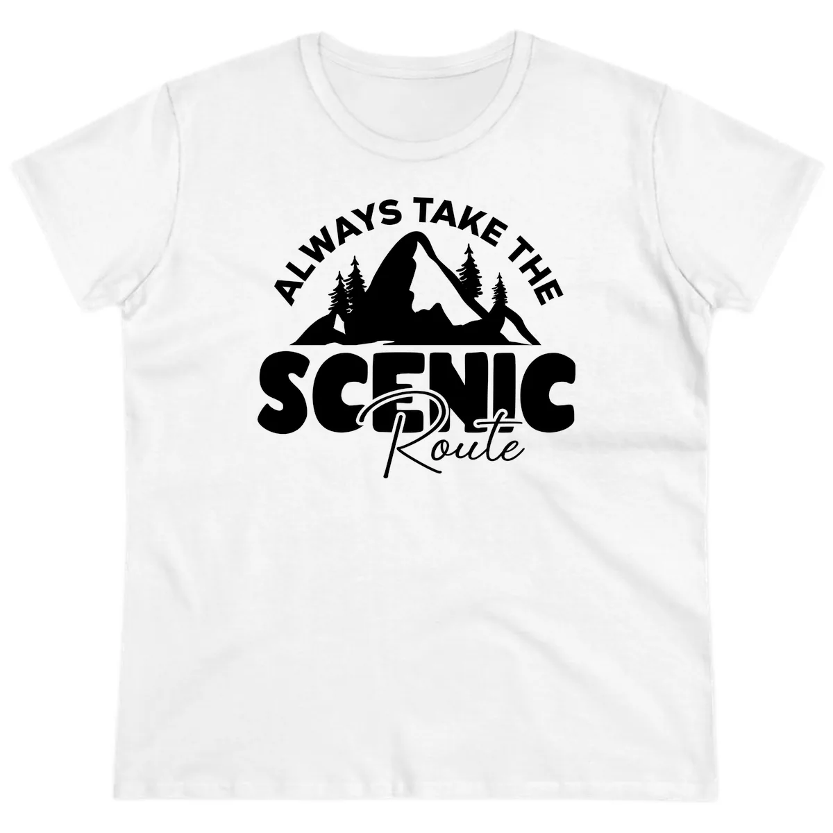 All Ways Take The Scenic Route Ladies Tee in White