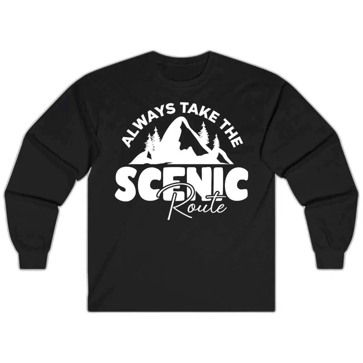 All Ways Take The Scenic Route Long Sleeve in Black