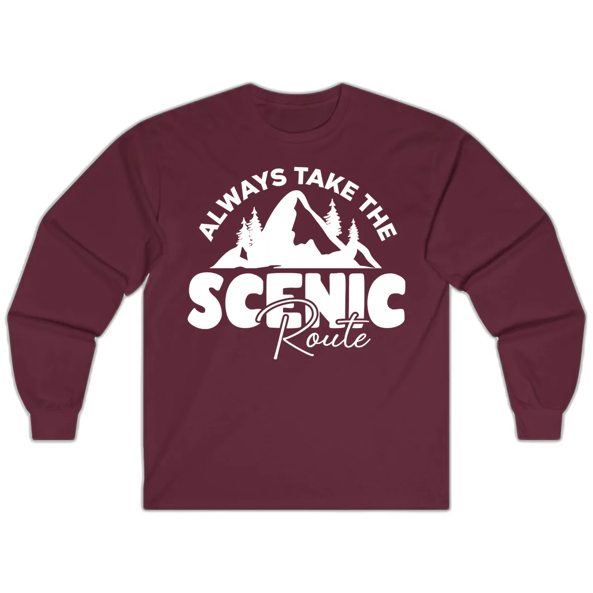 All Ways Take The Scenic Route Long Sleeve in Maroon