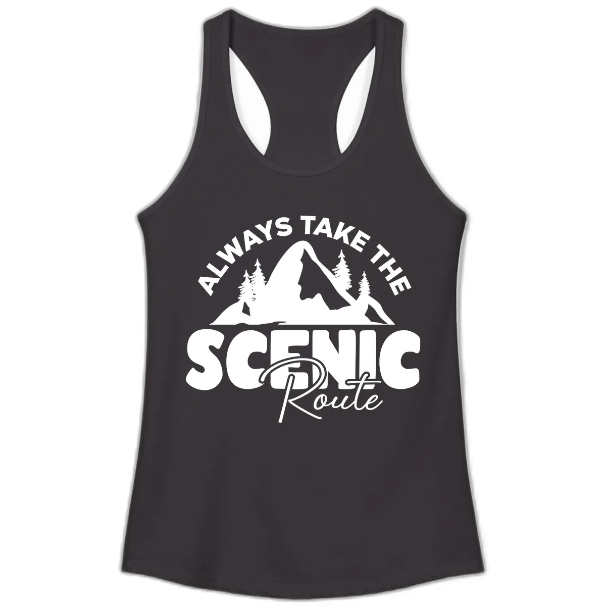 All Ways Take The Scenic Route Ladies Tank in Black