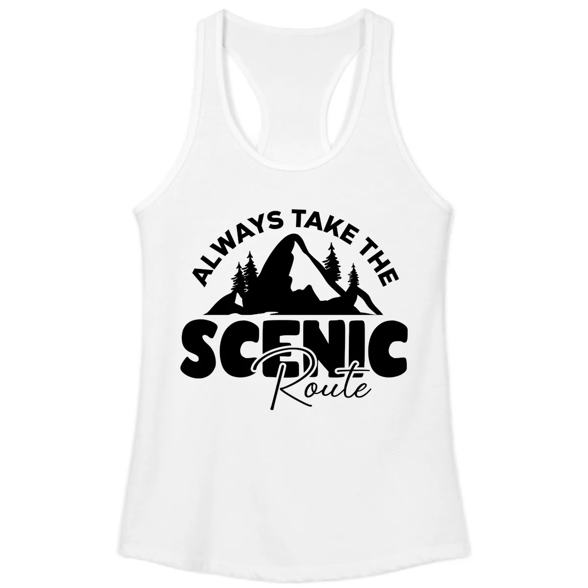 All Ways Take The Scenic Route Ladies Tank in White