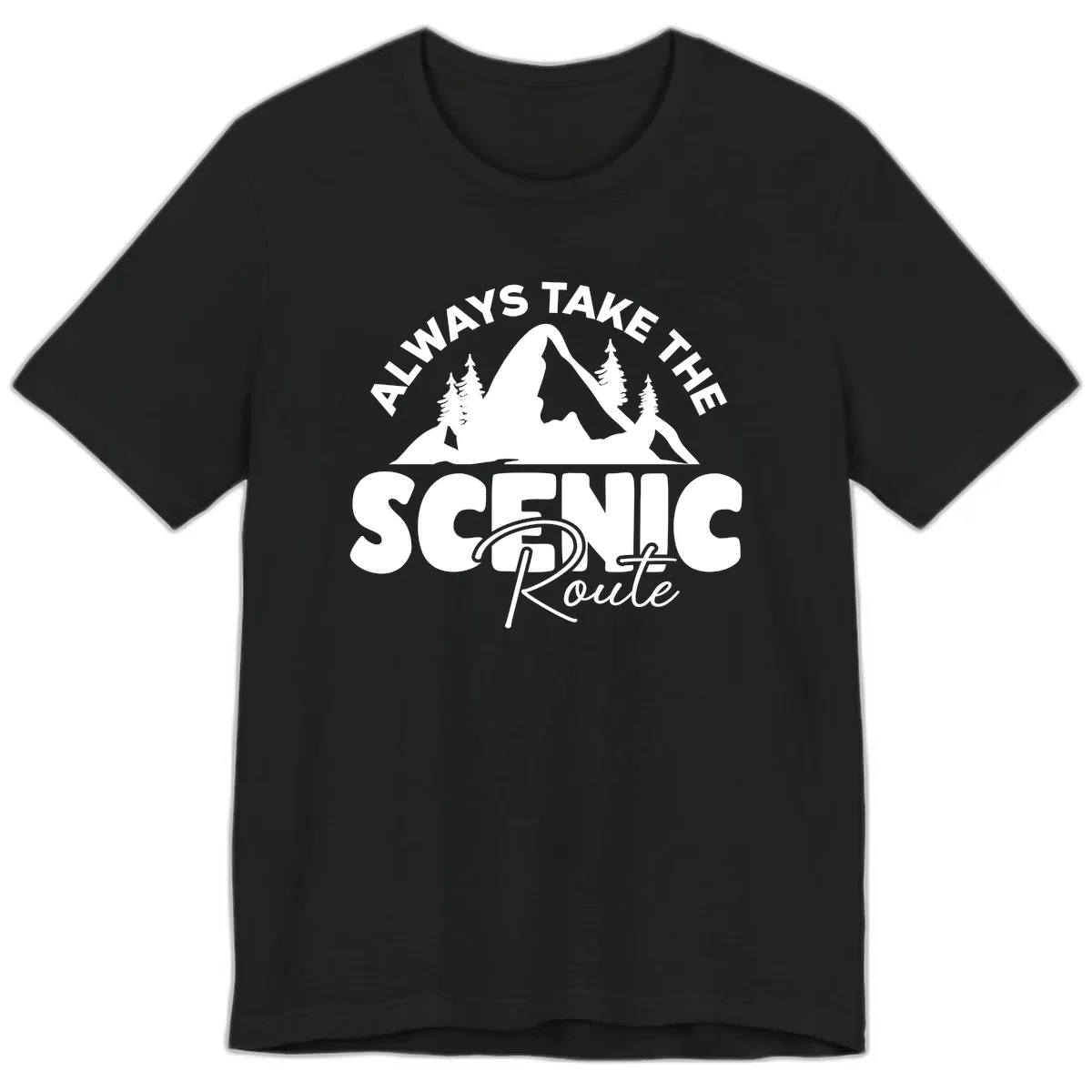 All Ways Take The Scenic Route Premium T-Shirt in Black