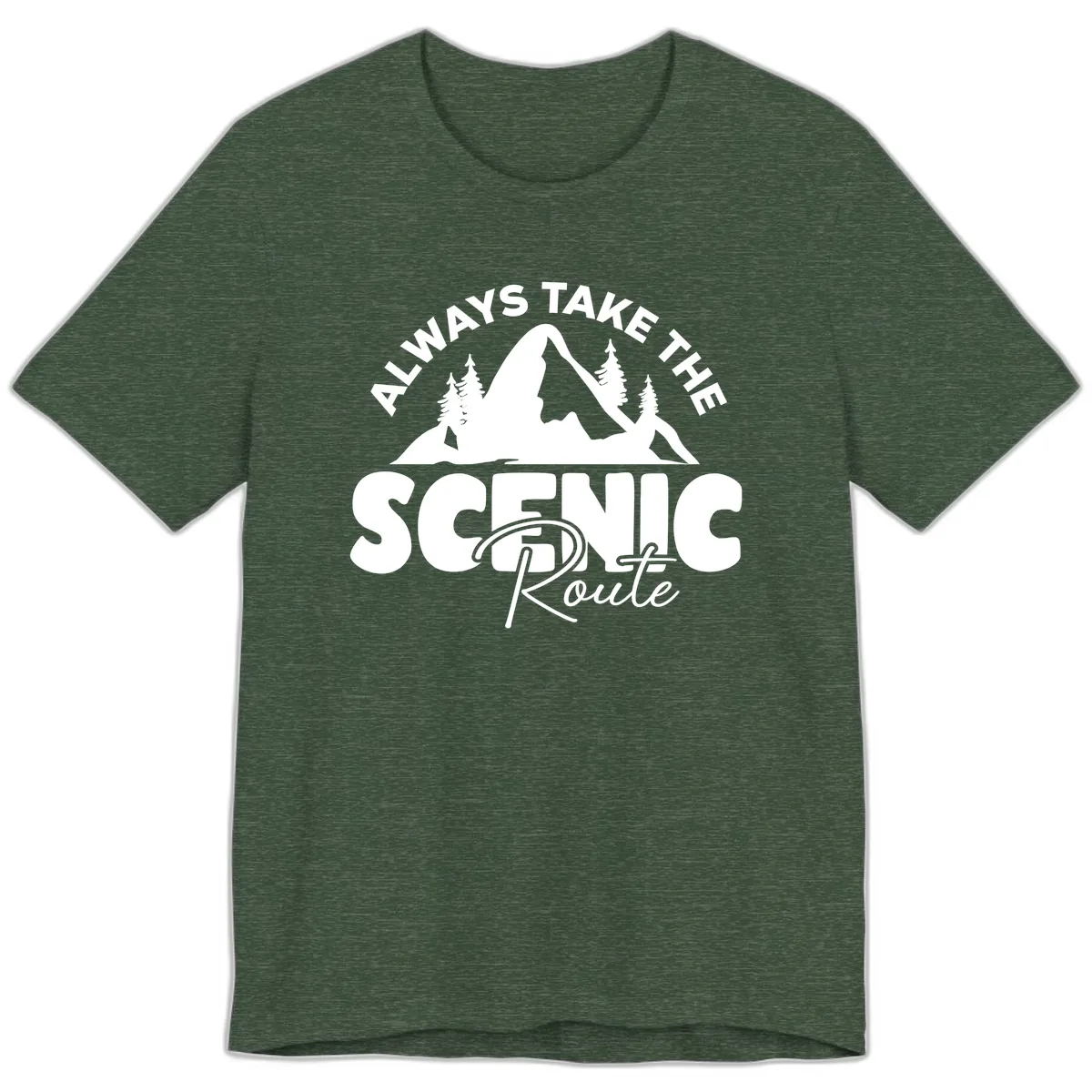 All Ways Take The Scenic Route Premium T-Shirt in Heather Forest