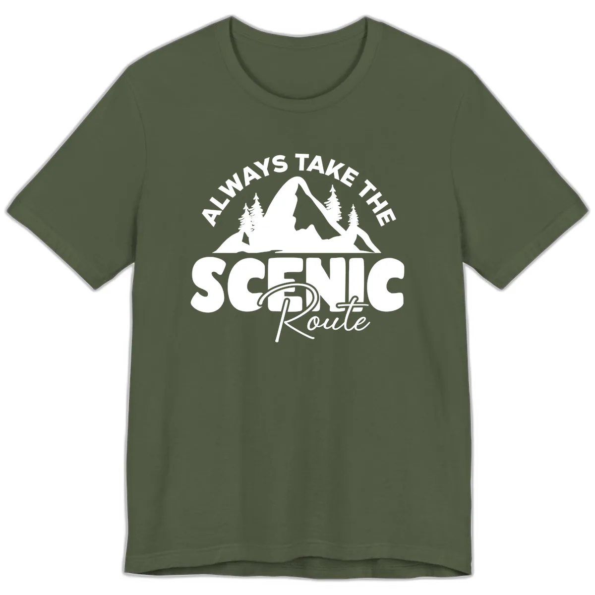 All Ways Take The Scenic Route Premium T-Shirt in Military Green