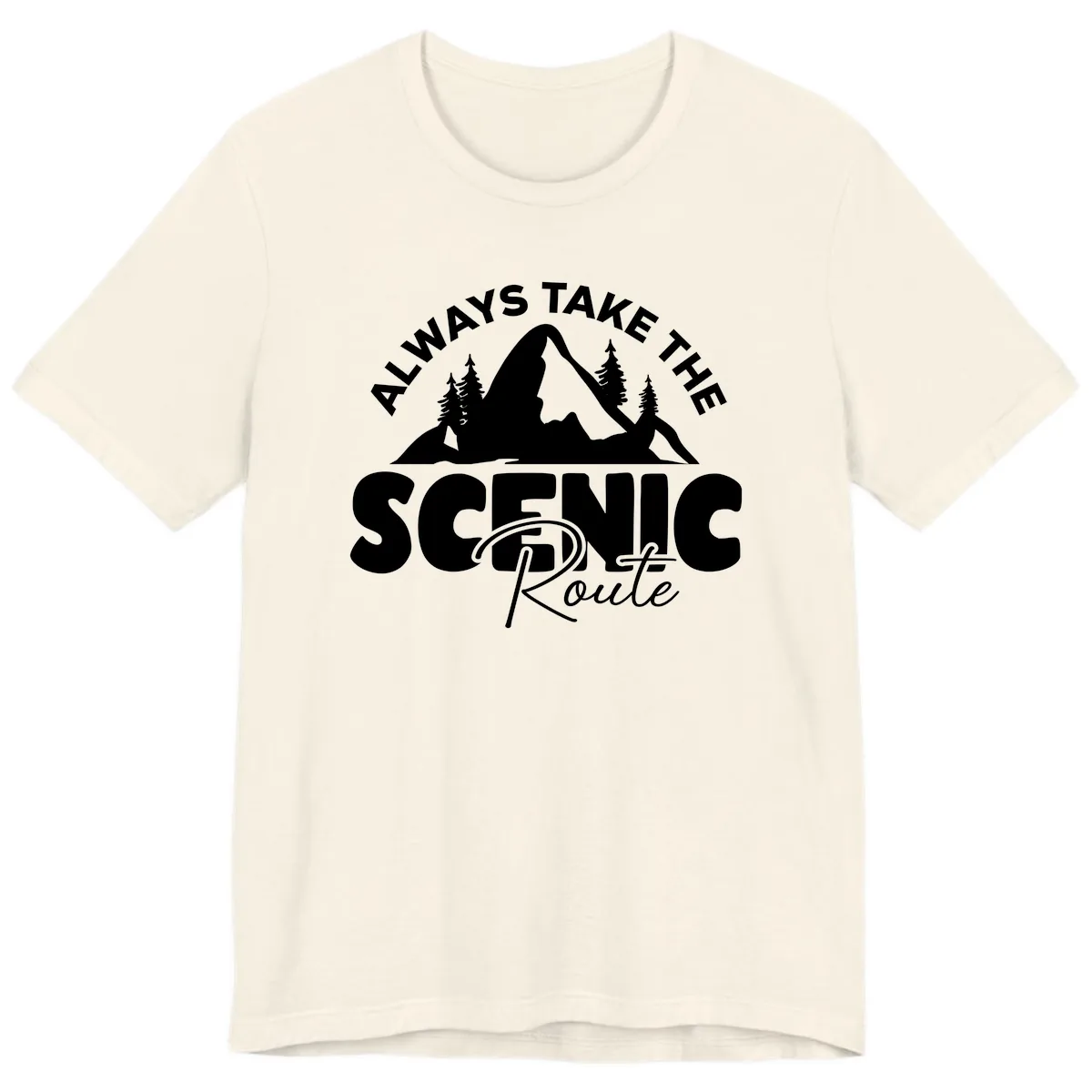 All Ways Take The Scenic Route Premium T-Shirt in Natural