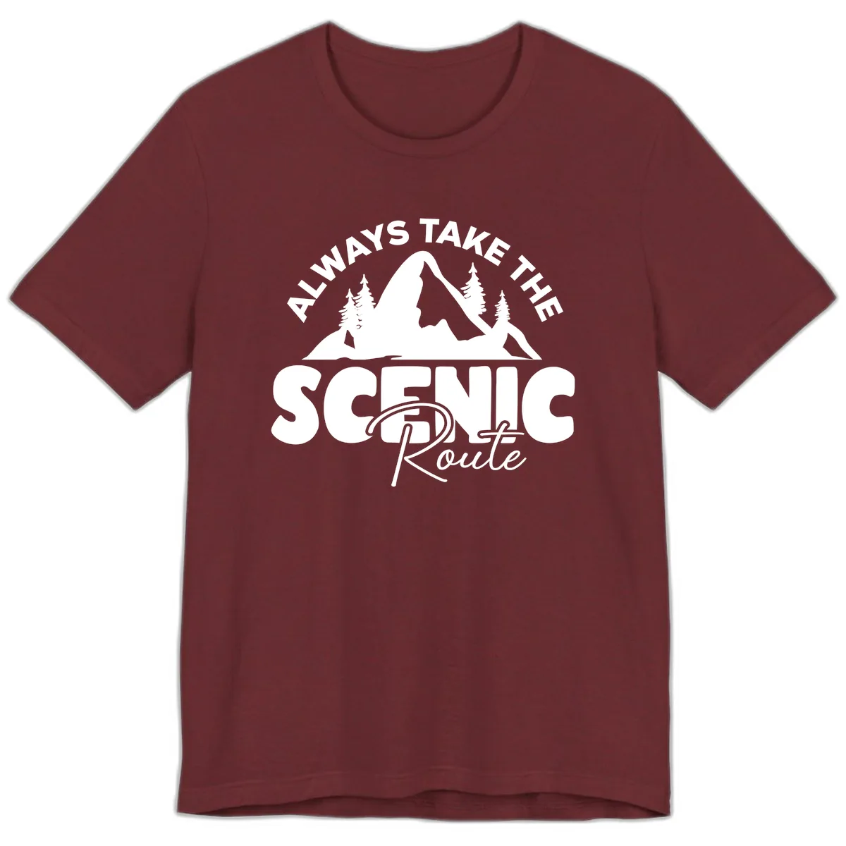 All Ways Take The Scenic Route Premium T-Shirt in Heather Cardinal