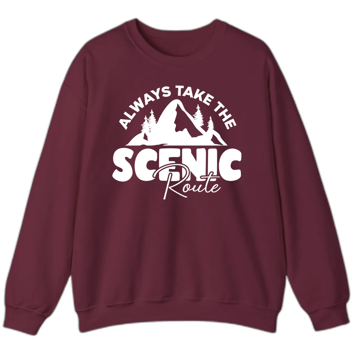 All Ways Take The Scenic Route Sweatshirt in Maroon
