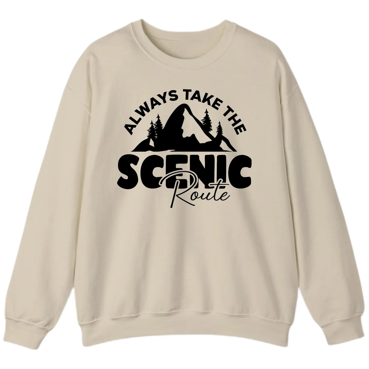 All Ways Take The Scenic Route Sweatshirt in Sand