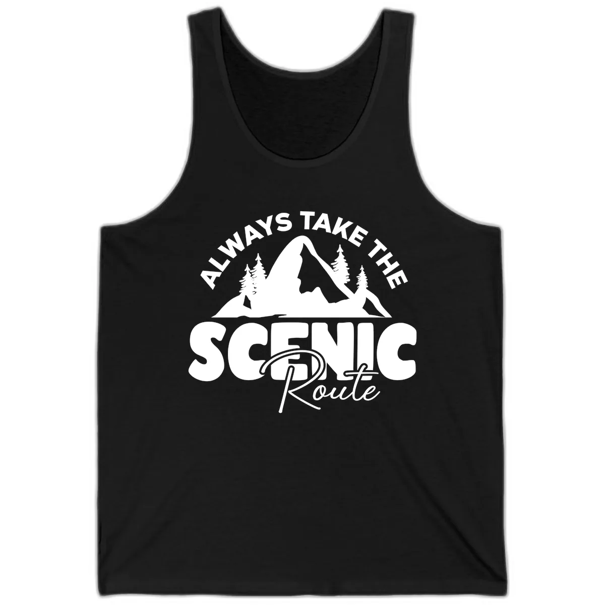 All Ways Take The Scenic Route Tank in Black