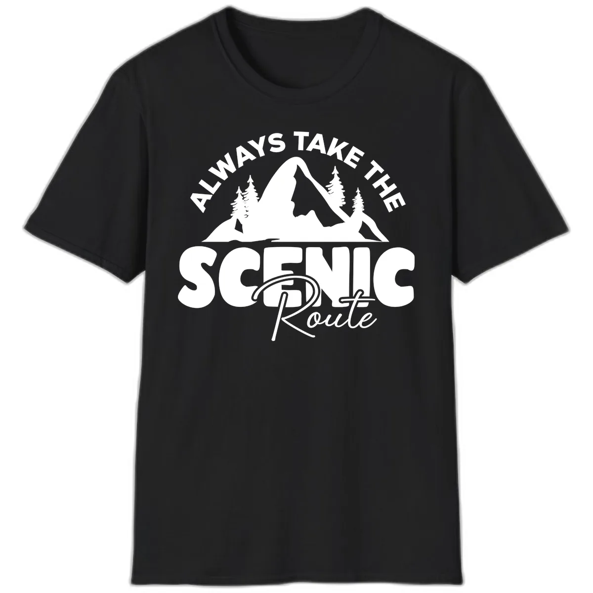 All Ways Take The Scenic Route T-Shirt in Black