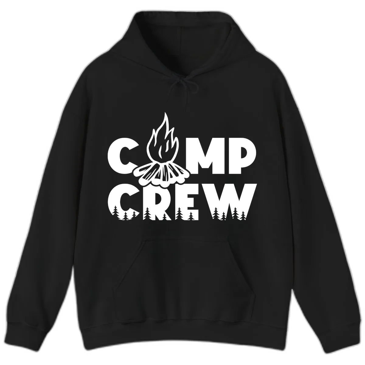 Camp Crew Fire and Forest Hoodie in Black
