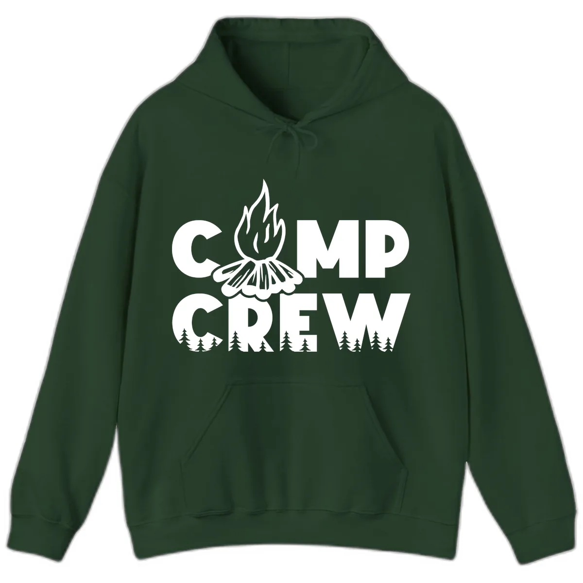 Camp Crew Fire and Forest Hoodie in Forest Green