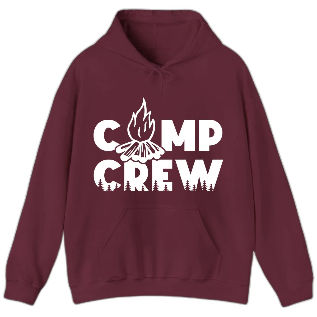 Camp Crew Fire and Forest Hoodie in Maroon
