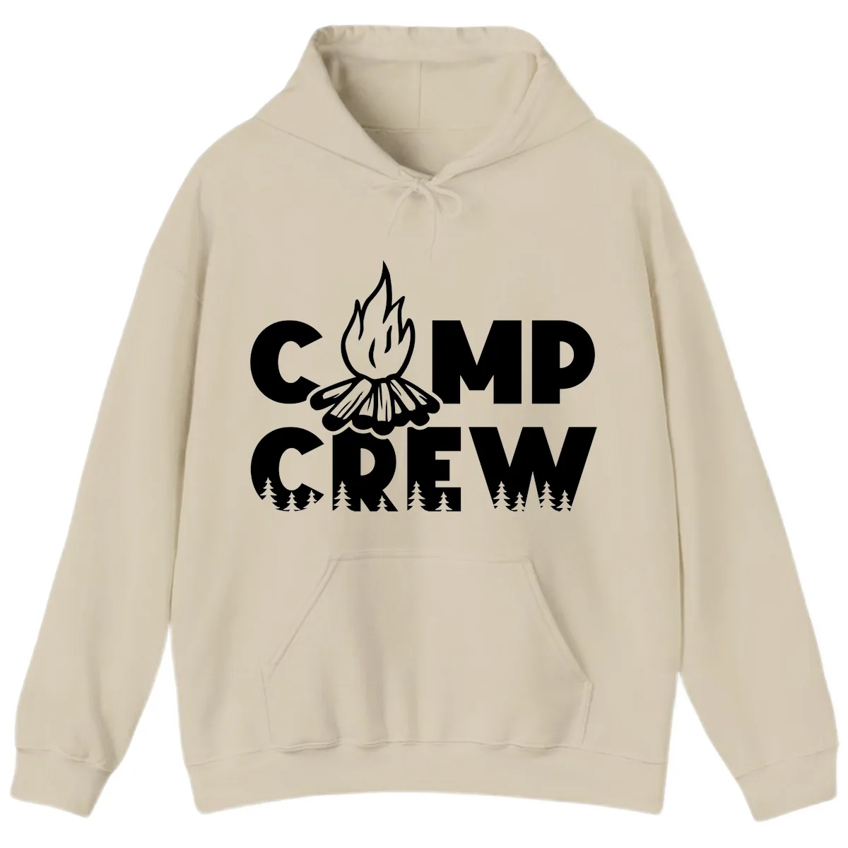 Camp Crew Fire and Forest Hoodie in Sand