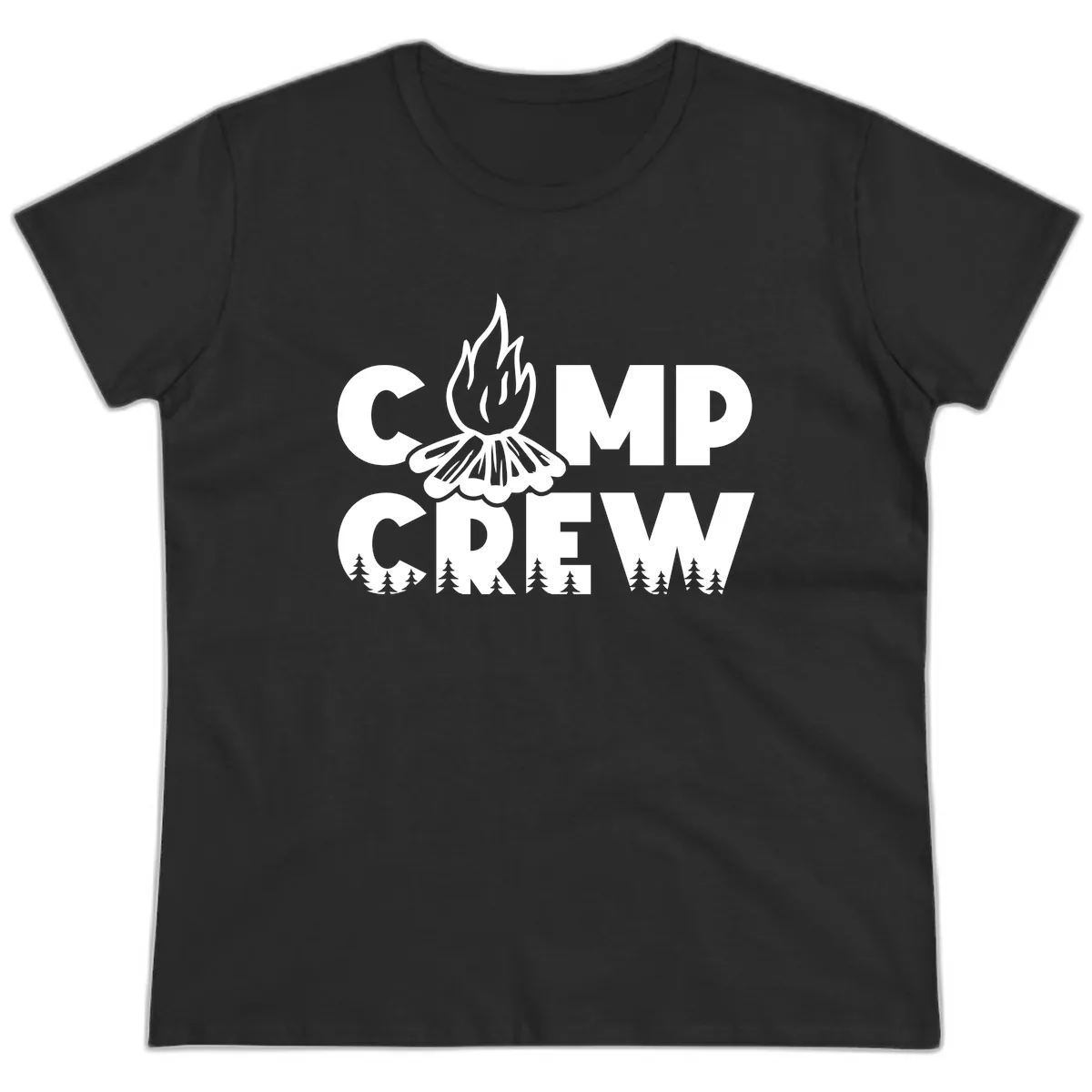 Camp Crew Fire and Forest Ladies Tee in Black