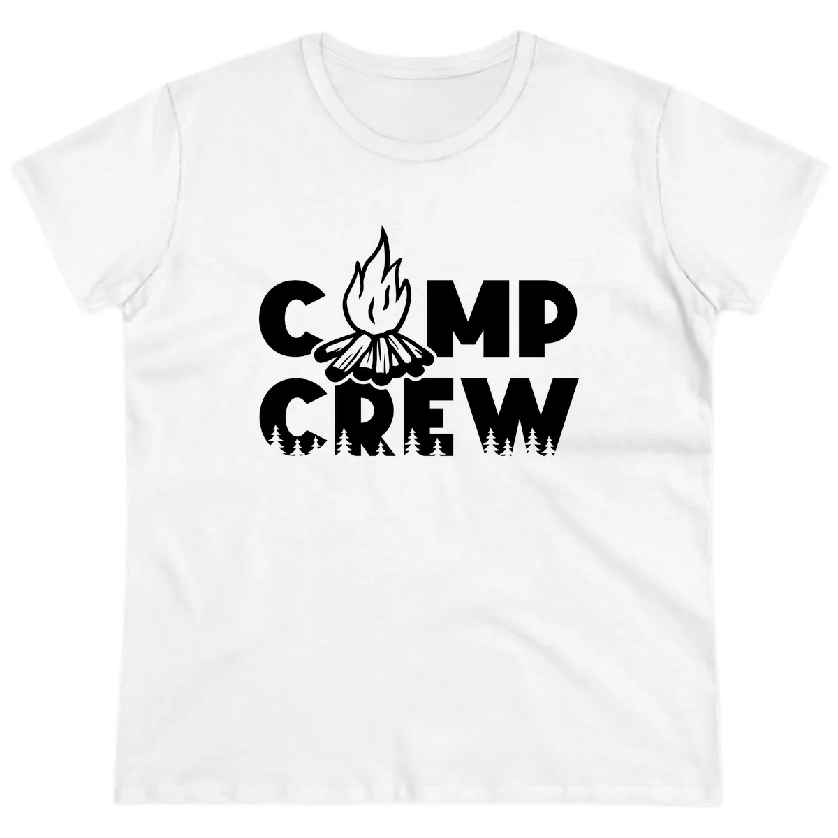 Camp Crew Fire and Forest Ladies Tee in White