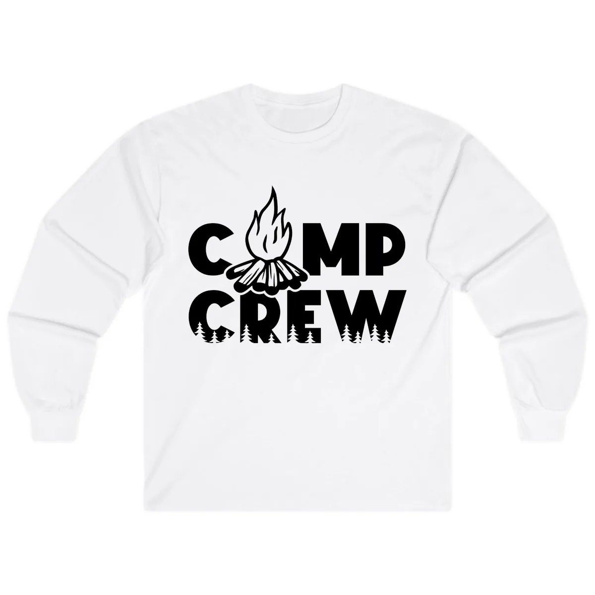 Camp Crew Fire and Forest Long Sleeve in White