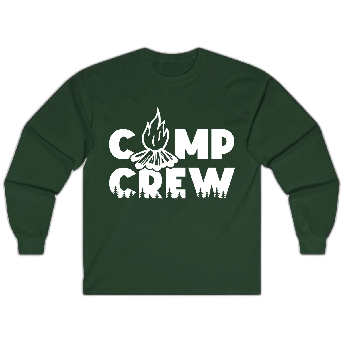 Camp Crew Fire and Forest Long Sleeve in Forest Green