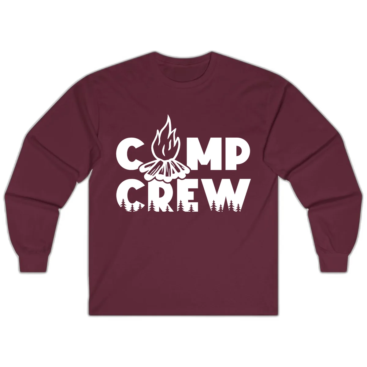 Camp Crew Fire and Forest Long Sleeve in Maroon